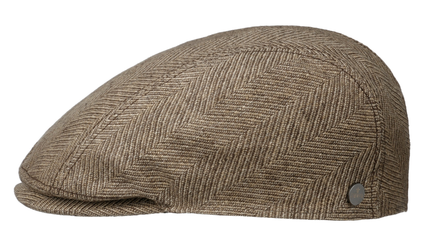 Liery's Cotton Blend Textured Herringbone Beige Flat Cap for Men - Vintage Style Newsboy Hat for Casual Outfits & Outdoor Activities