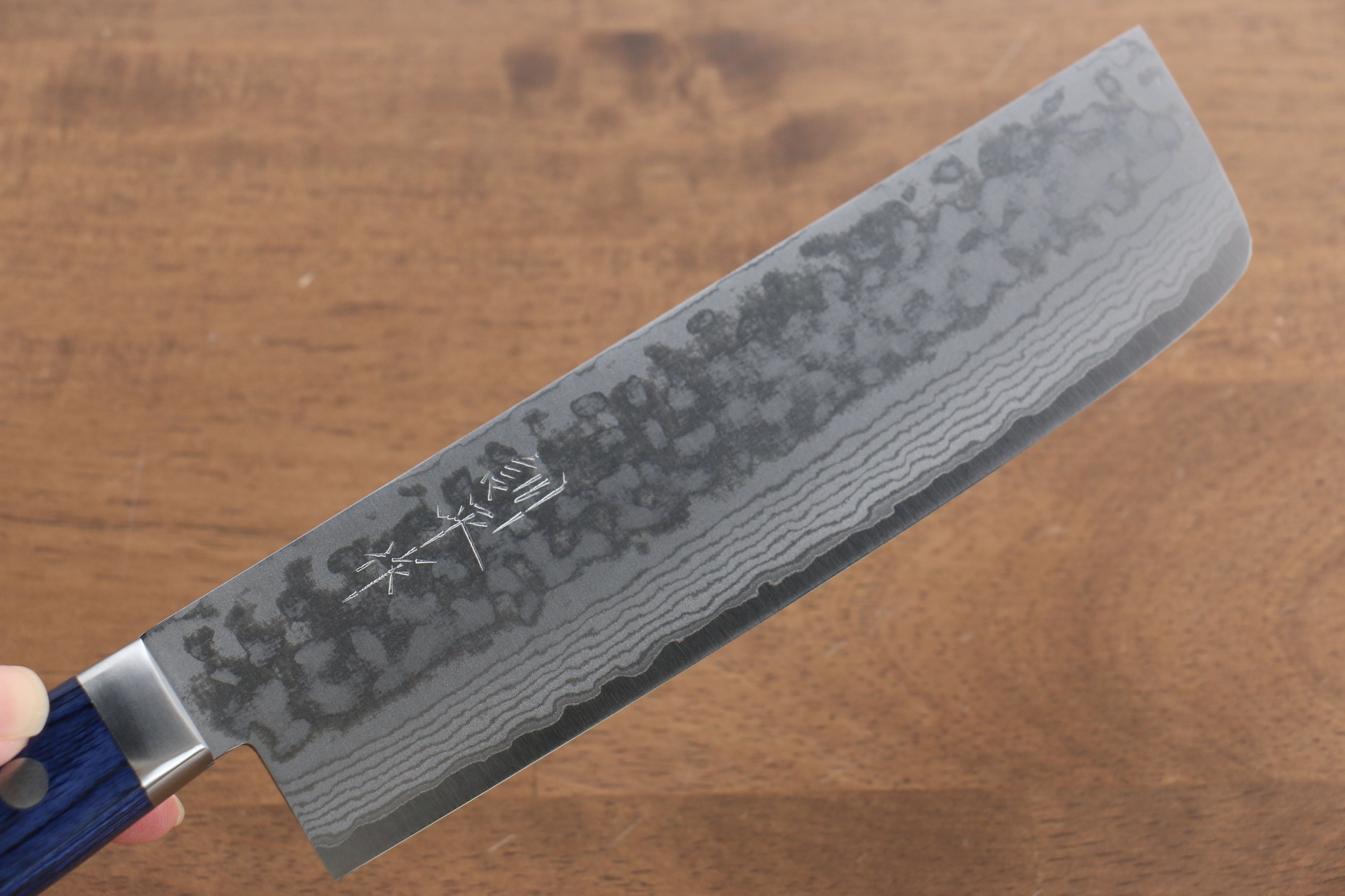 Premium Kunihira Sairyu VG10 Damascus Japanese Usuba Knife 165mm - Blue Pakkawood Handle - Professional Chef's Knife for Sushi, Vegetables & Precision Cutting