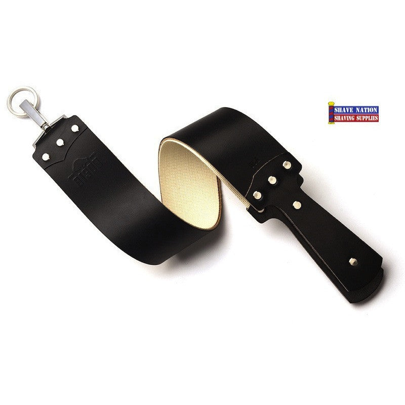Ezra Arthur Bison 2.5 Inch Black English Bridle Leather Strop - Premium Razor Strop for Straight Edge Shaving & Barber Use