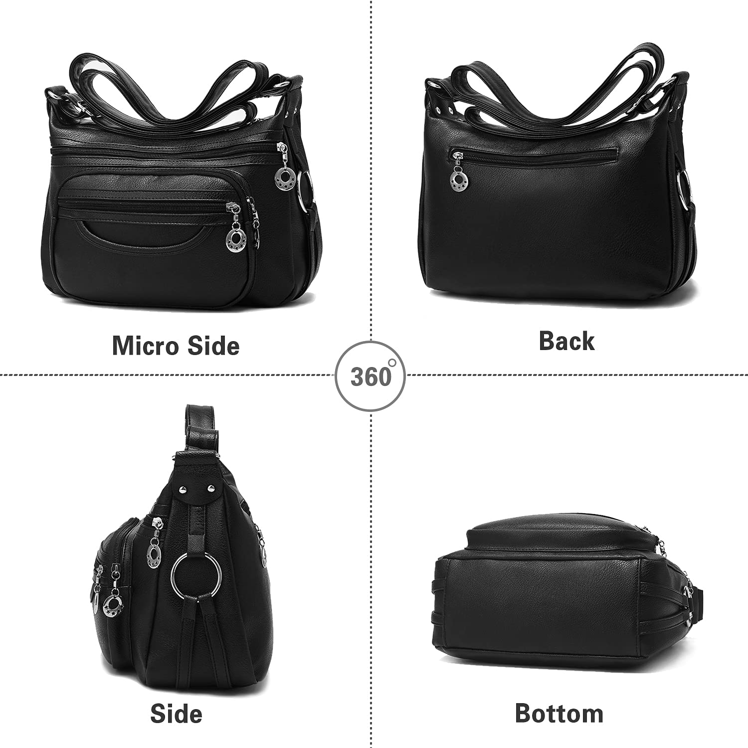 PORRASSO Women's Crossbody Bag with Multiple Pockets - Waterproof Shoulder Messenger Purse for Travel, Work & Everyday Use