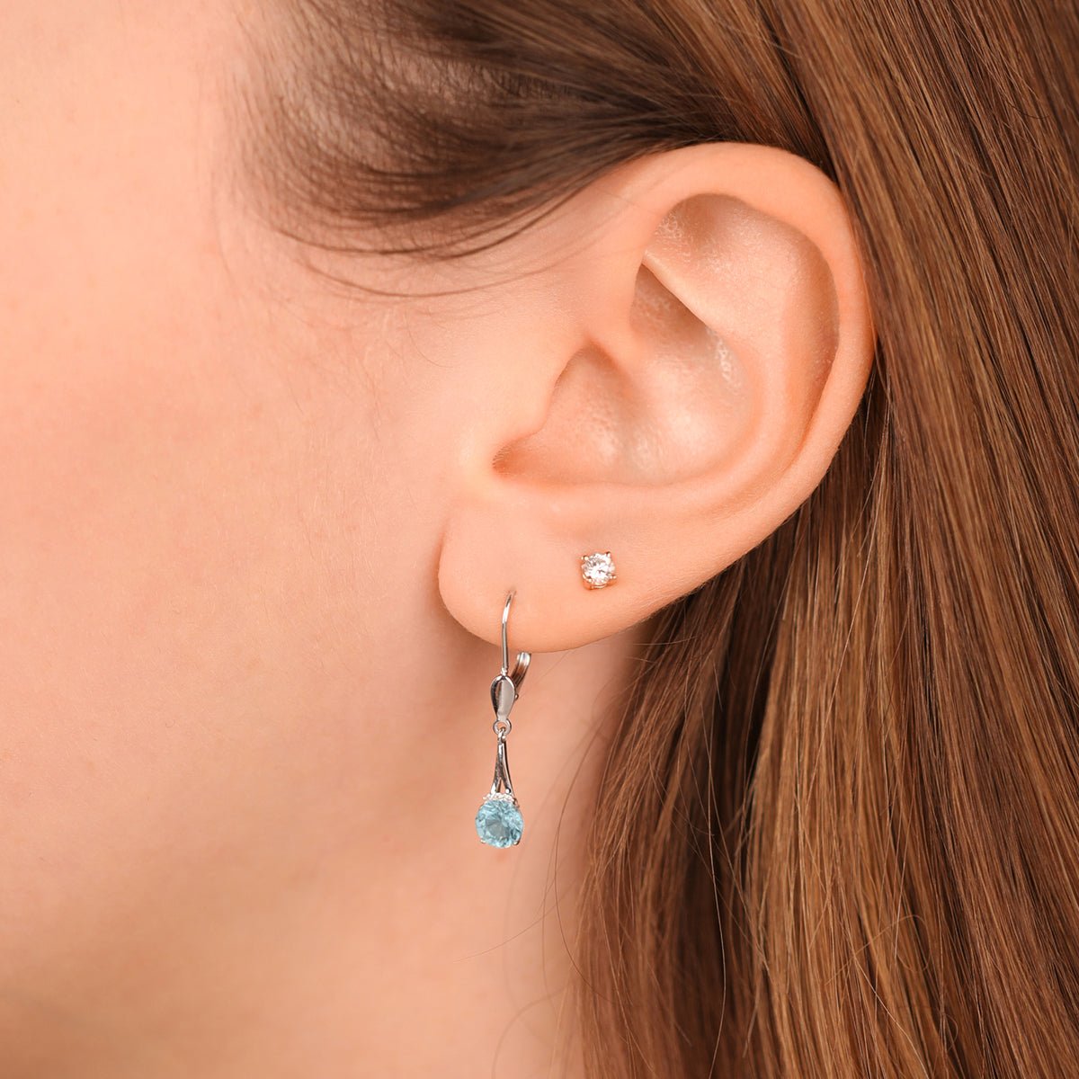 14k Yellow Gold Blue Topaz and Diamond Drop Earrings | Elegant Dangling Jewelry for Women | Perfect for Weddings, Parties & Special Occasions