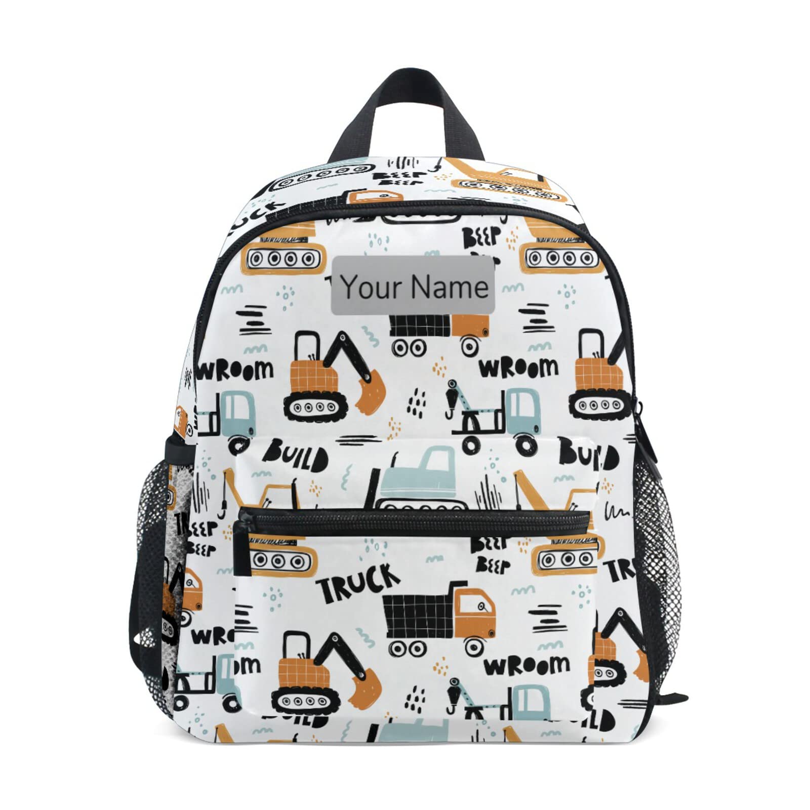 Custom Personalized Kids Name Toddler Backpack - Cute Cartoon Tractor & Cars Design School Bag for Boys & Girls | Perfect for Daycare, Preschool, Kindergarten & Travel | Durable Lightweight Nursery Backpack for Children Ages 2-6
