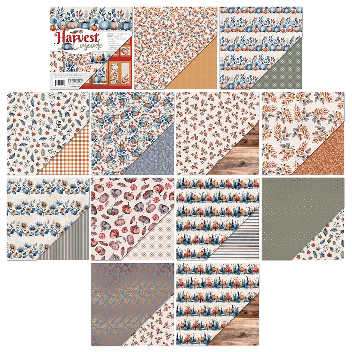 Harvest Cascade 8x8 Patterned Paper Pad - 5544e - Scrapbooking, Card Making, DIY Crafts & Home Decor Projects