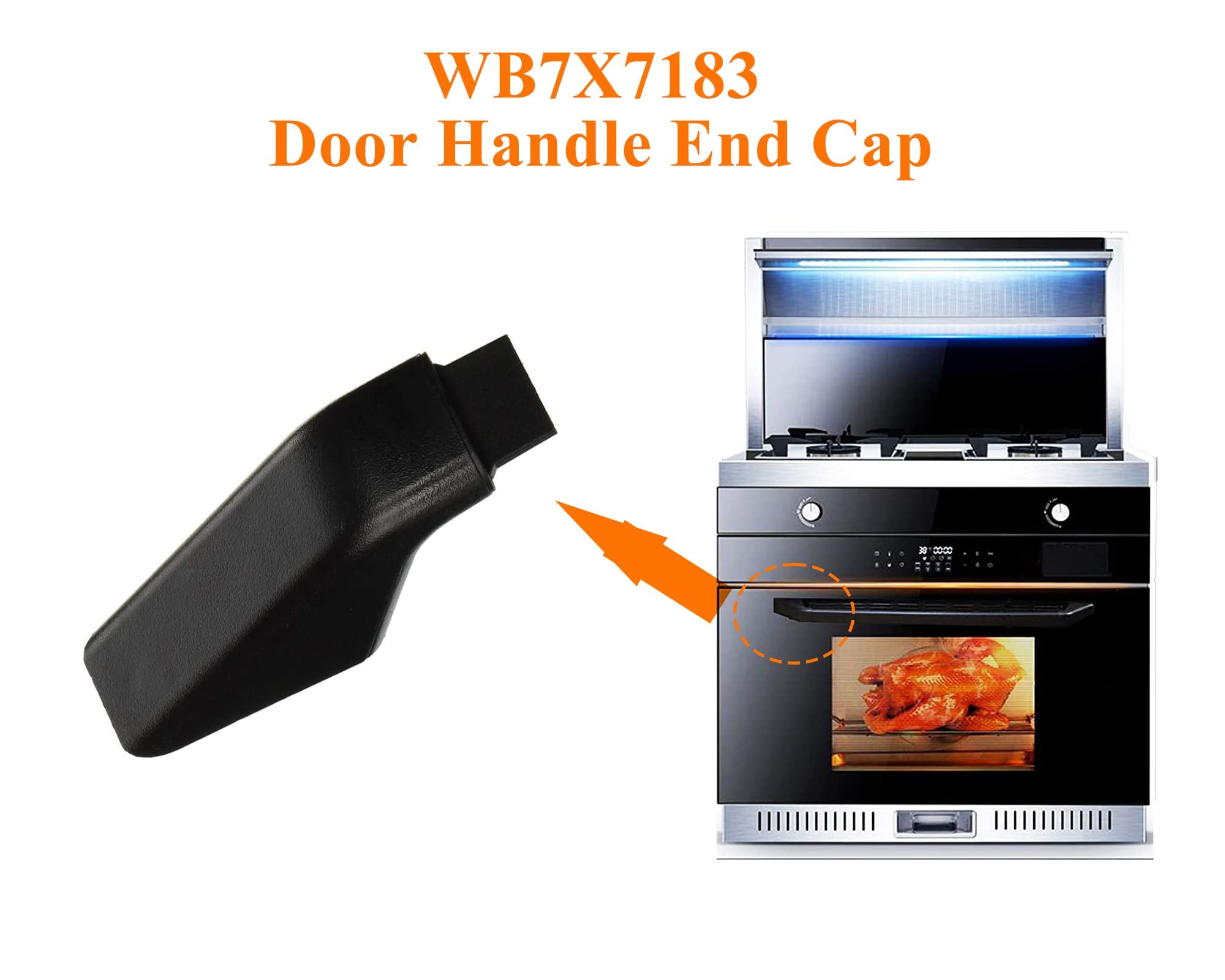 2 Pack WB7X7183 Black Oven Handle End Cap Replacement for GE Wall Stove Oven Range - Compatible with AP2019449 PS256613 WB15K5069 268072 - Durable Kitchen Appliance Accessory for Easy Installation & Secure Grip