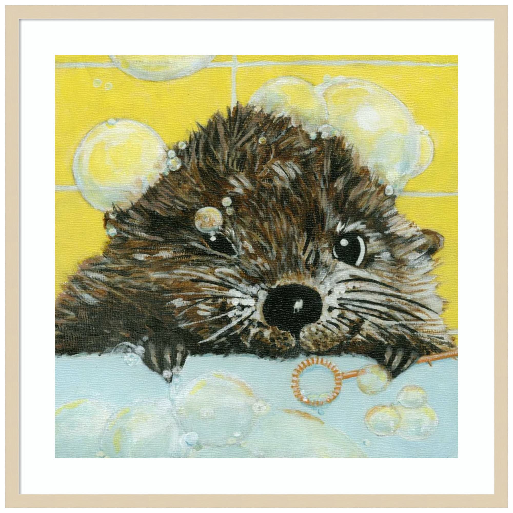 Amanti Art Bubbles - Olivia (Beaver) by Dlynn Roll Wood Framed Wall Art Print - 33x33 Inches, Svelte Natural Frame - Perfect for Living Room, Bedroom & Office Decor