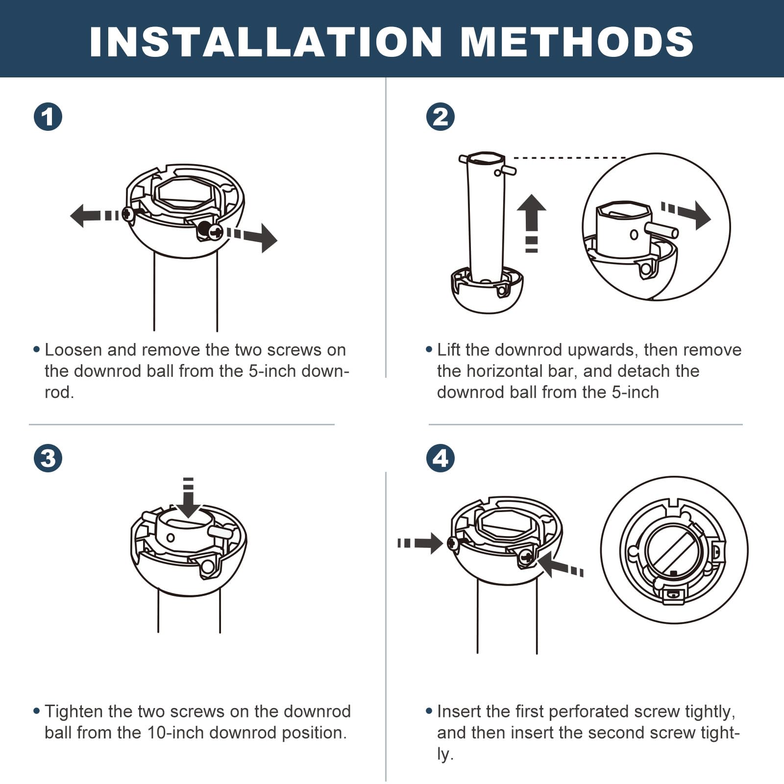 Eliora 15 Inch Ceiling Fan Downrod with Extended Wires - Replacement Downrod Accessories for 15