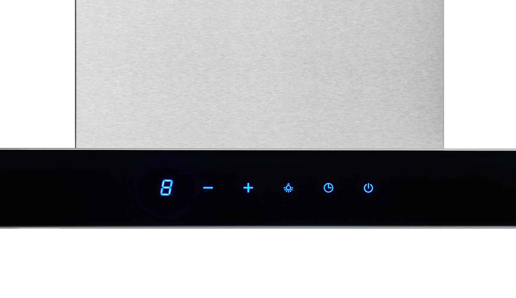Broan 30-Inch Stainless Steel Range Hood with Black Glass Panel - 450 CFM Designer Chimney Hood (Model BWT1304SSB) - Perfect for Modern Kitchens & Open-Concept Homes