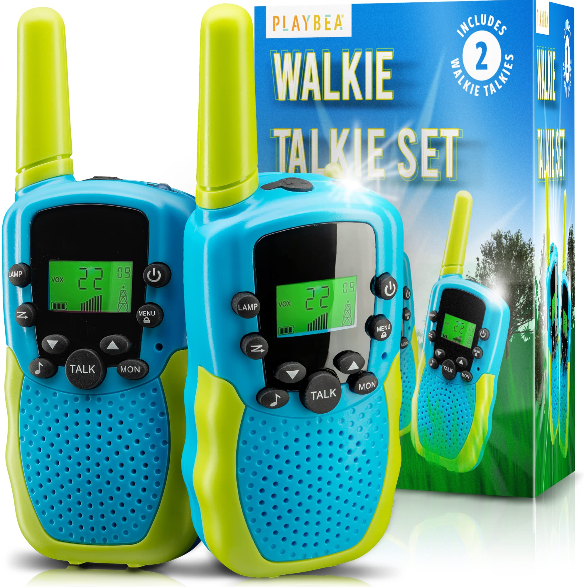 Kids Walkie Talkies - 22 Channels, 3 Mile Range, 2 Pack | Best Toy for Boys & Girls | Outdoor Play, Camping, Hiking & Backyard Adventures