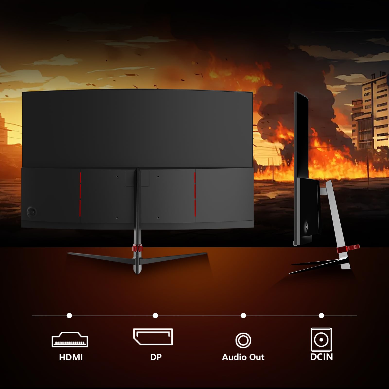 27 inch Curved Gaming Monitor 180Hz Full HD 1080P 1800R LED Computer Display with FreeSync & Eye-Care Technology, VESA Mount, DP & HDMI Ports, IPS Panel - Perfect for Competitive Gaming, Streaming & Home Office Work