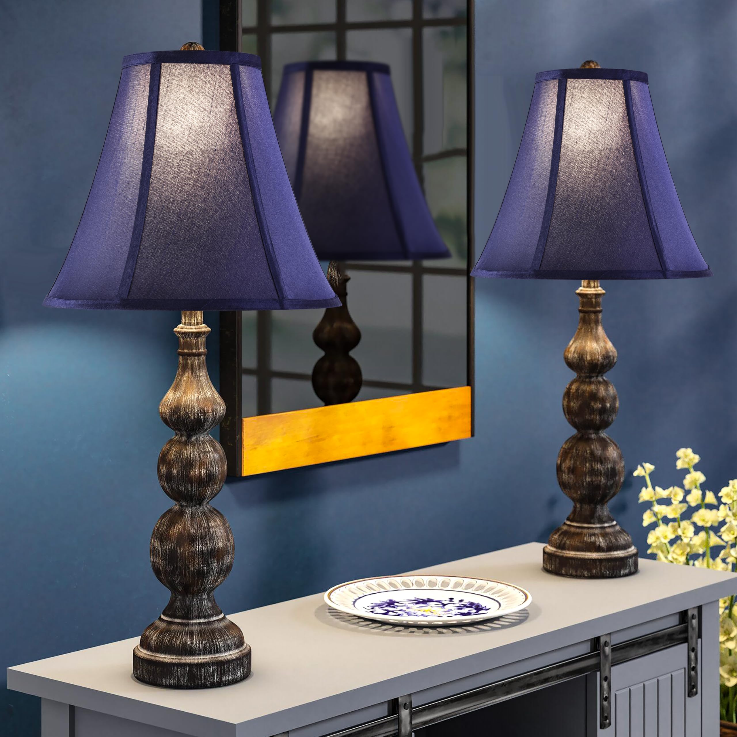 GO&SO Set of 2 Blue Bell Lamp Shades 6