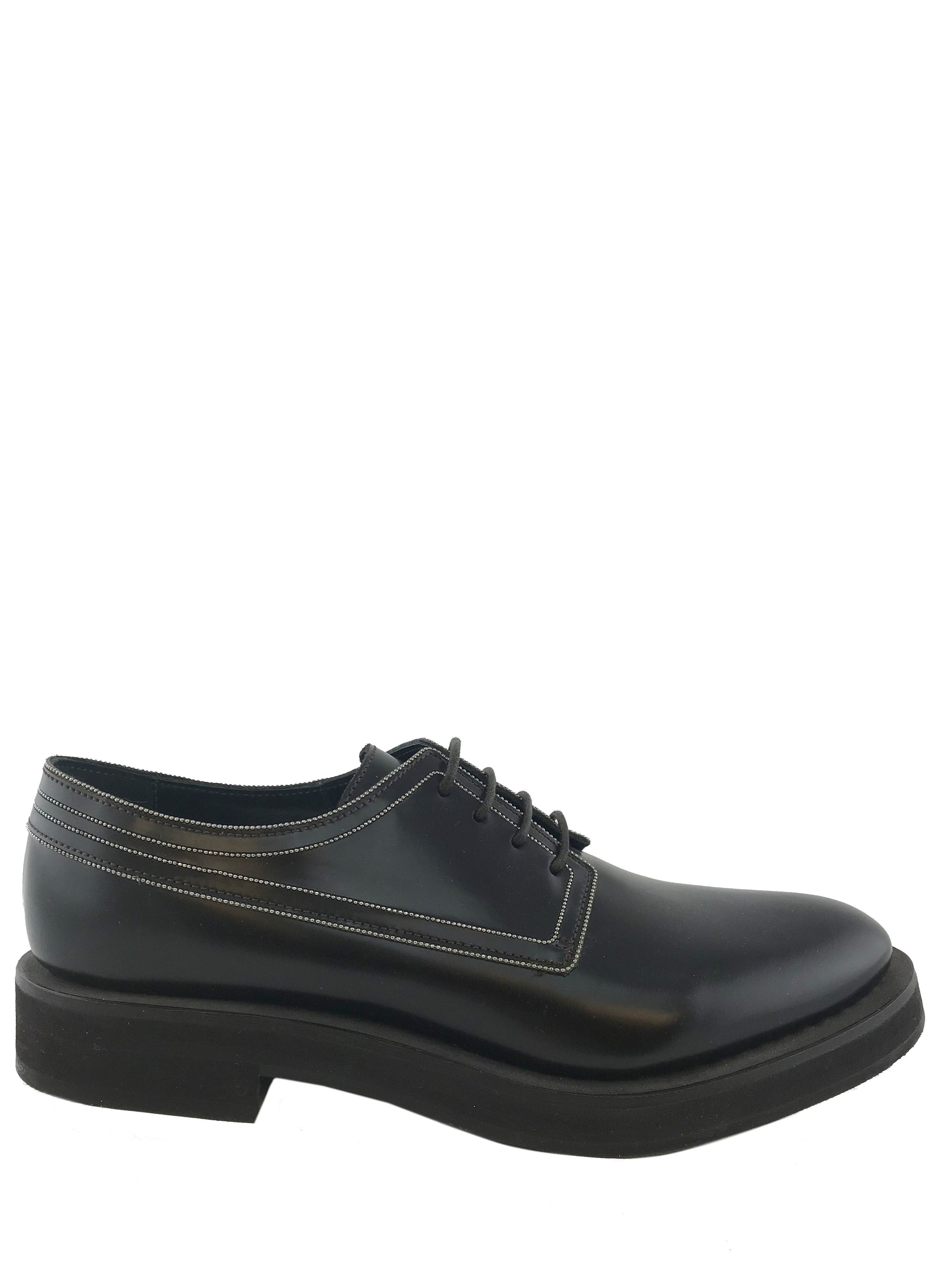 Brunello Cucinelli Genuine Leather Lace-Up Derby Dress Shoes for Men - Size 8 | Classic Formal & Business Attire for Office, Weddings & Special Occasions