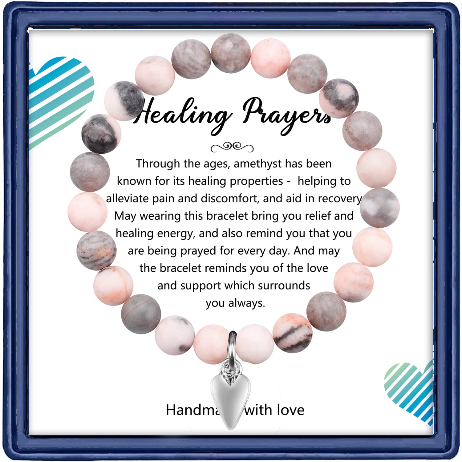 Amethyst Healing Bracelet for Women - Anxiety Relief & Positive Energy Crystal Prayer Beads | Post-Surgery Recovery Gift, Wellness Jewelry for Stress Relief & Emotional Balance | Perfect for Meditation, Yoga & Daily Wear