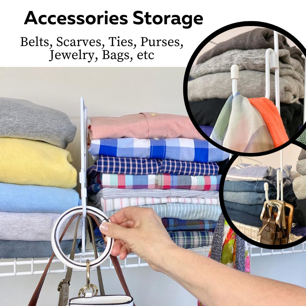 Evelots 4-Pack Wire Shelf Dividers - 12 Inch Tall Closet Organizers with Removable Hooks for Home & Office Storage - No Tools Needed - Sturdy Coated Steel Shelf Separators | Perfect for Pantry, Closet, Garage & Office Organization