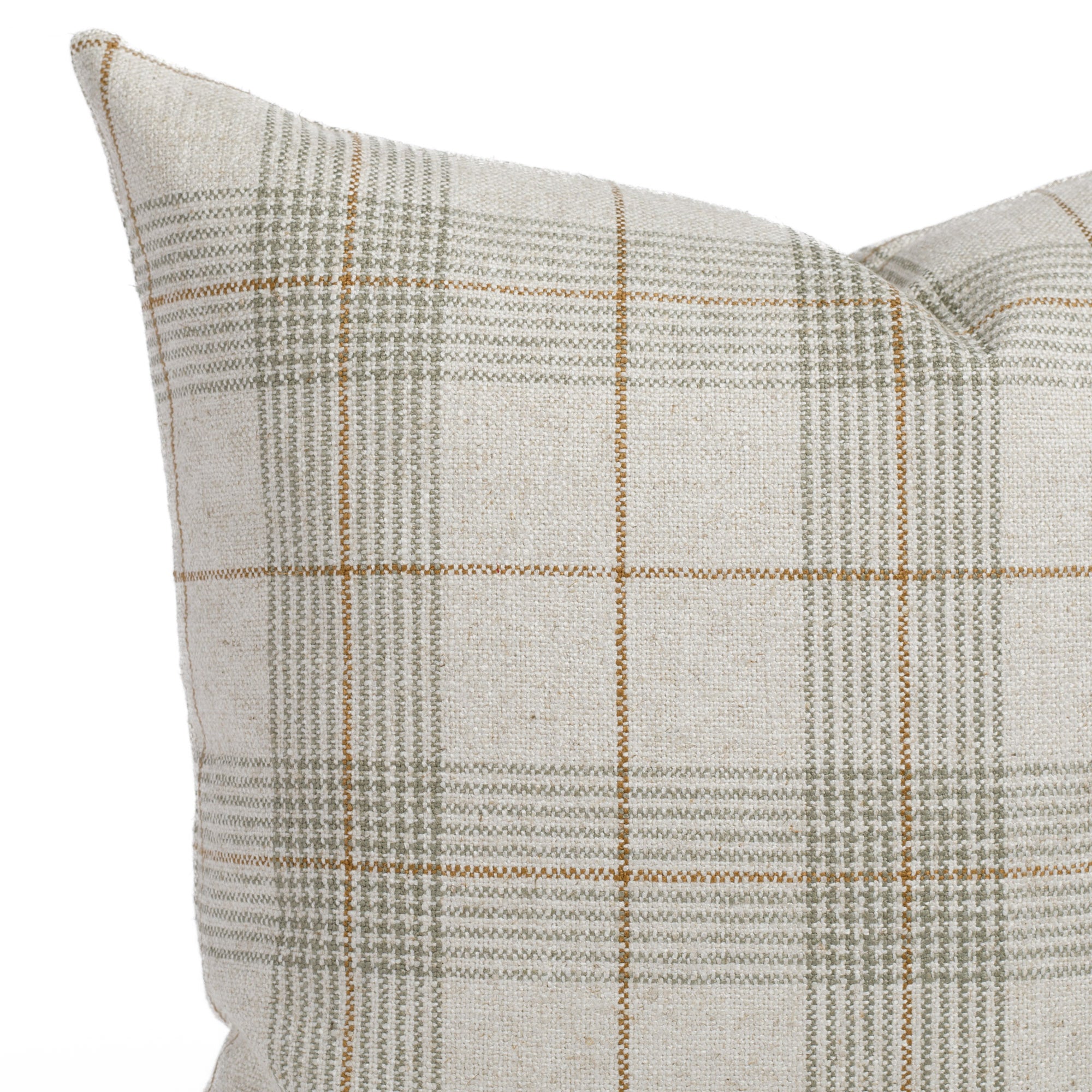 Cabot Plaid 20x20 Decorative Throw Pillow Cover - Sage Green Square Cushion for Sofa, Bed, Living Room & Home Decor