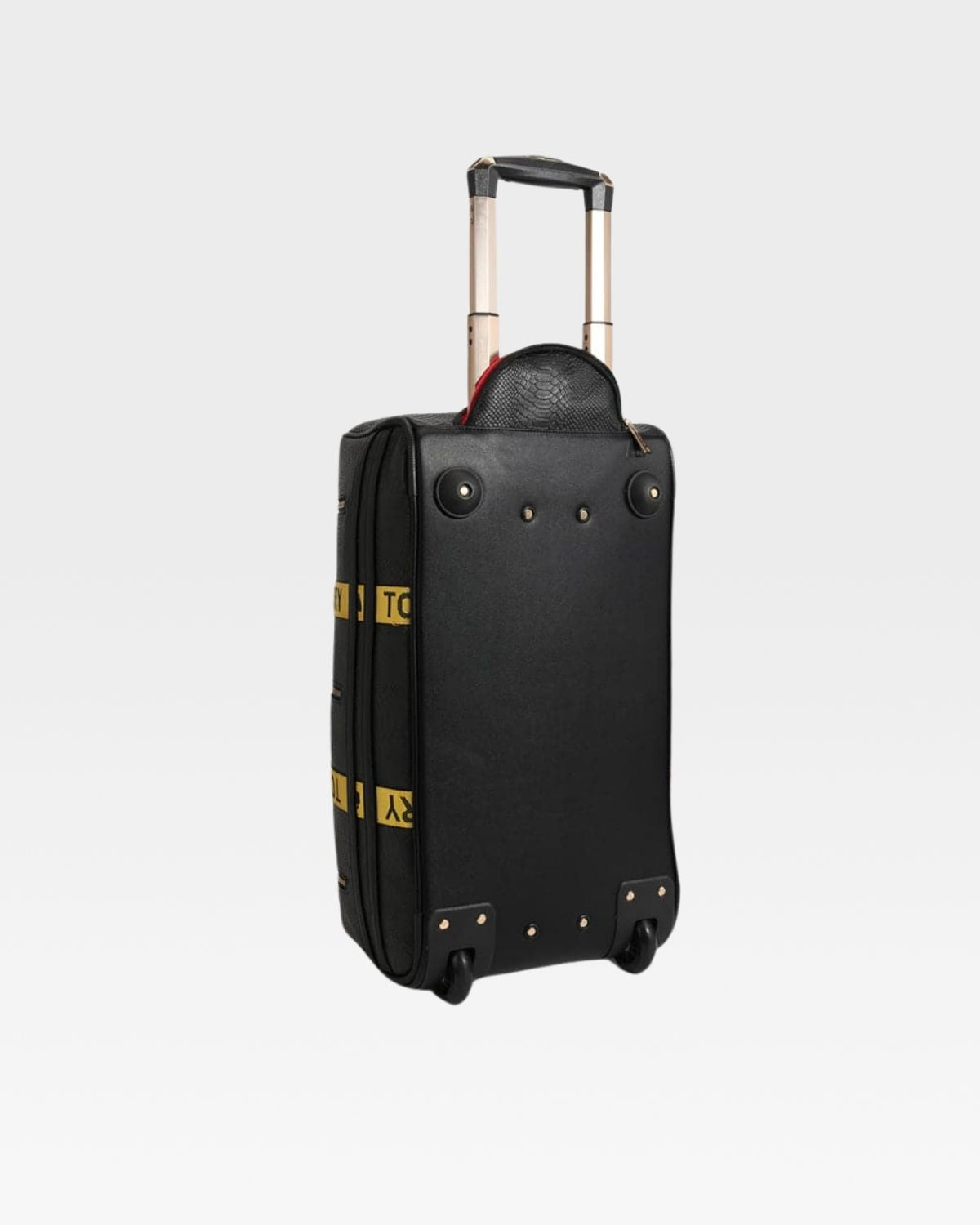 Black & Yellow Rolling Duffle Bag with Caution Tape Design - Perfect for Travel, Gym, and Work Commutes | Heavy-Duty Luggage with Wheels