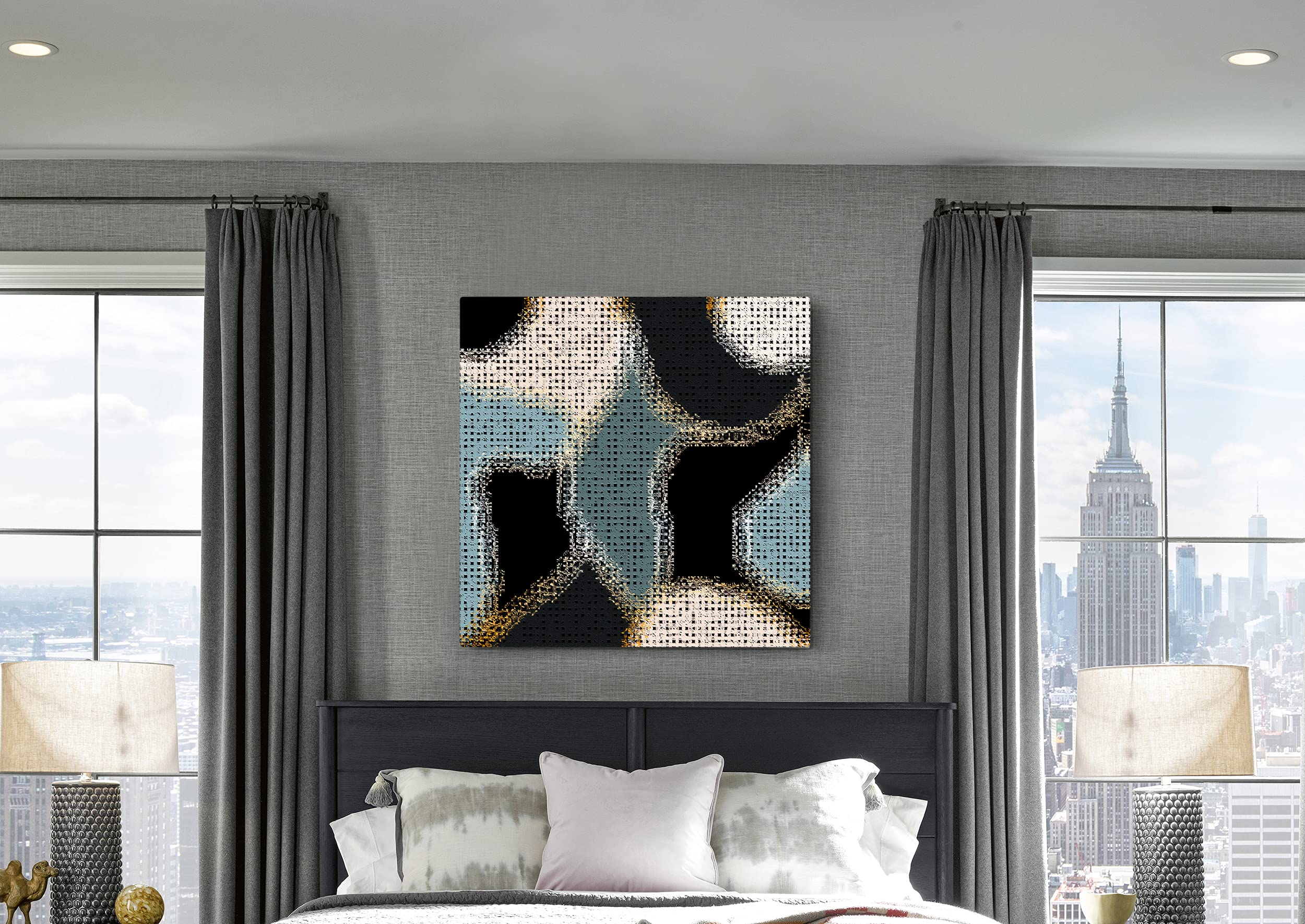 Abstract Mosaic Wall Art Print - 16x16 Inch Square Wrapped Canvas by Armen Living - Modern Home Decor for Living Room, Bedroom & Office