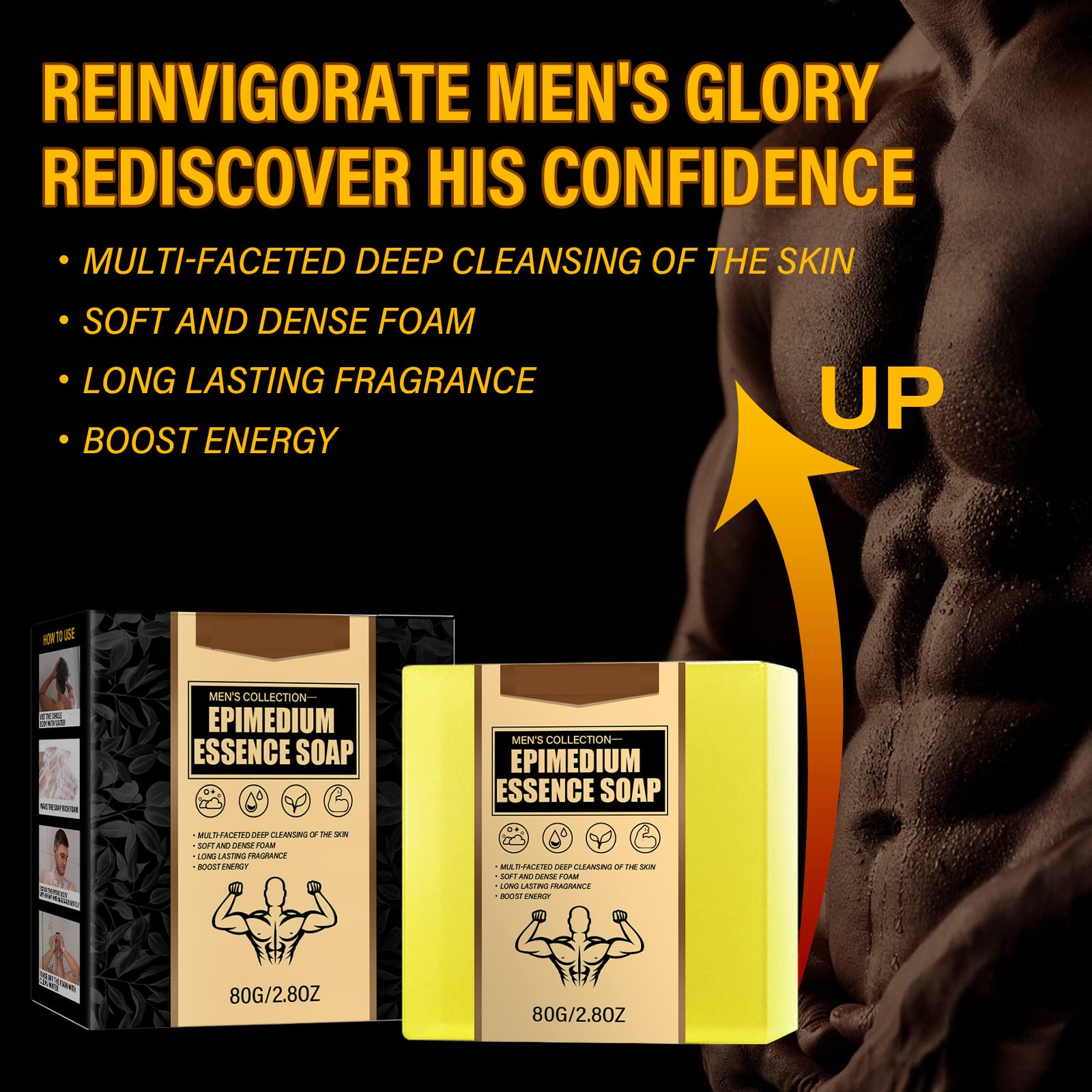 XIRUJNFD Epimedium Essence Soap for Men - 3 Pack Natural Herbal Bar Soap for Male Intimate Care & Skin Health | Gentle Cleansing for Sensitive Skin, Post-Workout & Daily Hygiene
