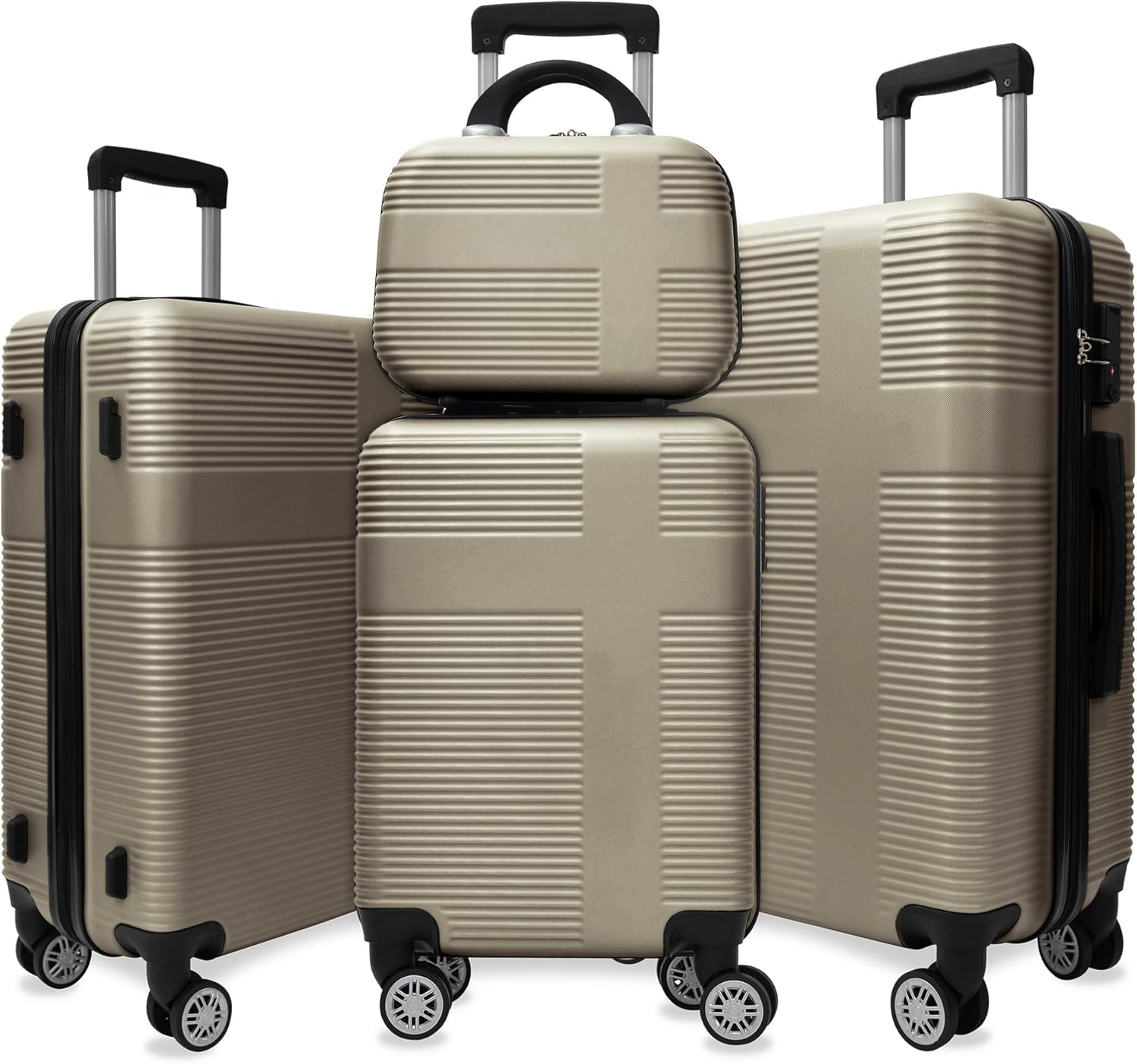 TSA Lock Hardshell Luggage Set with 360° Spinner Wheels - Lightweight Rolling Suitcase Carry On (4-Piece, Cement Gray) - Perfect for Business Travel, Family Vacations & International Trips