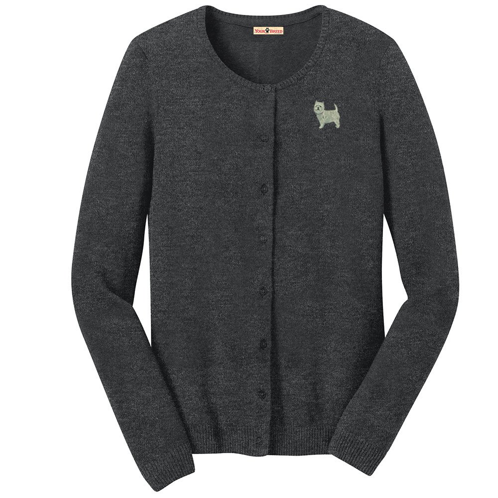 Westie Embroidered Women's Cardigan Sweater - Cozy Knit Pullover for Casual Wear, Office & Fall Outfits