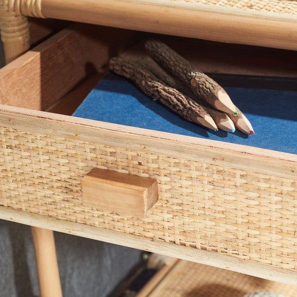 Eco-Friendly Bamboo & Rattan Nightstand with Drawer - Modern Bedside Table for Bedroom, Living Room, or Nursery - Perfect for Storage & Organization
