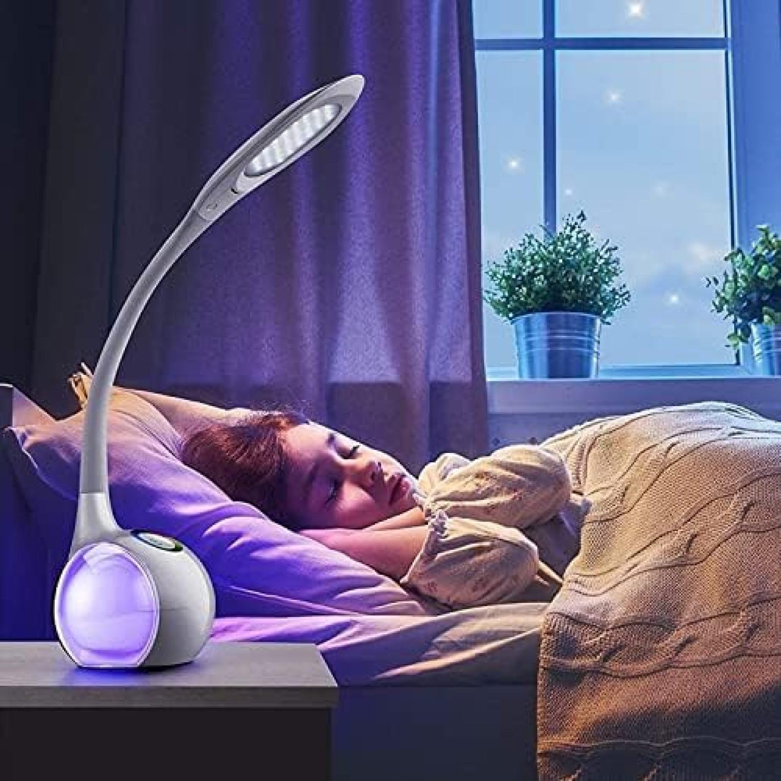 LED Eye Protection Desk Lamp - Dimmable 360° Flexible Gooseneck with 3 Brightness Levels & RGB Color Changing | Touch Control for Bedroom, Office, Study Room | Perfect for Reading, Working & Night Light