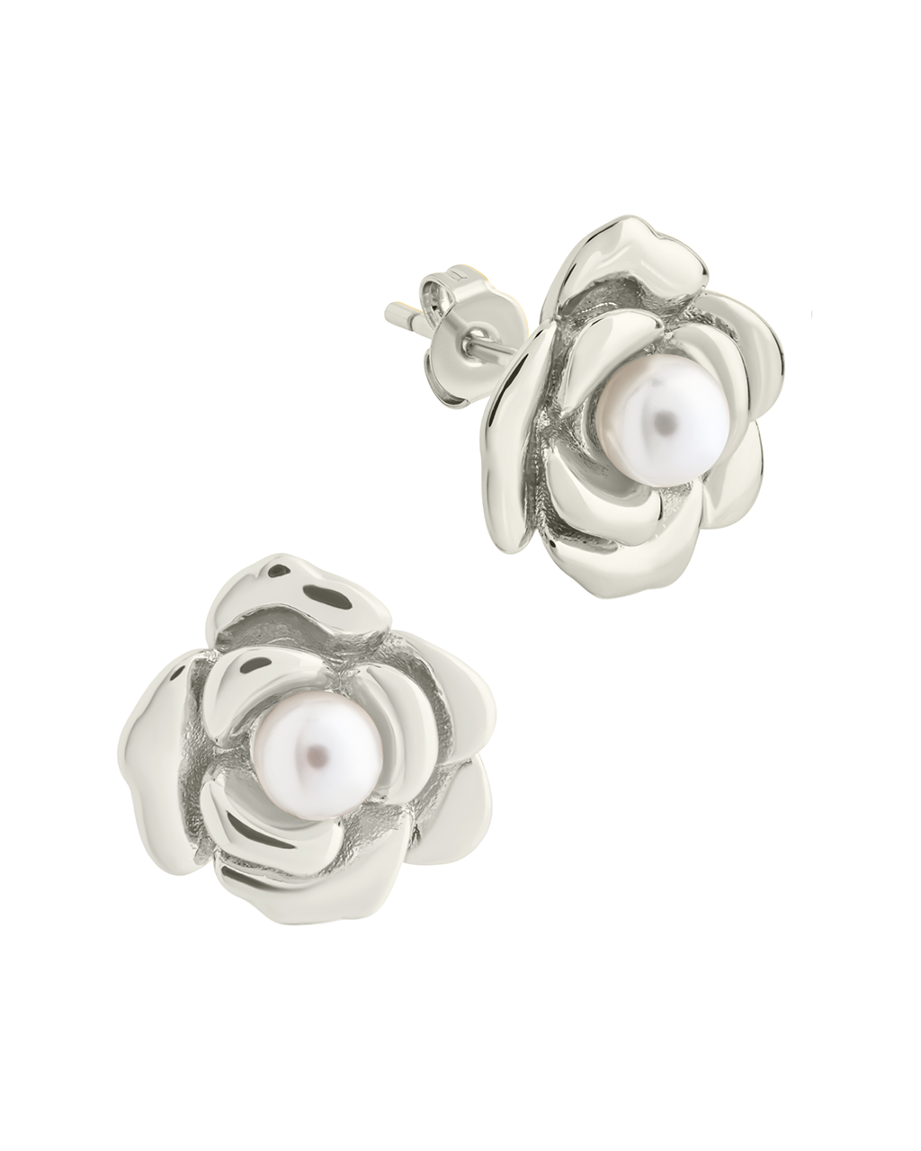 Rosa Pearl Flower Stud Earrings for Women - Elegant Floral Pearl Earrings for Daily Wear, Wedding, Party & Gift Giving