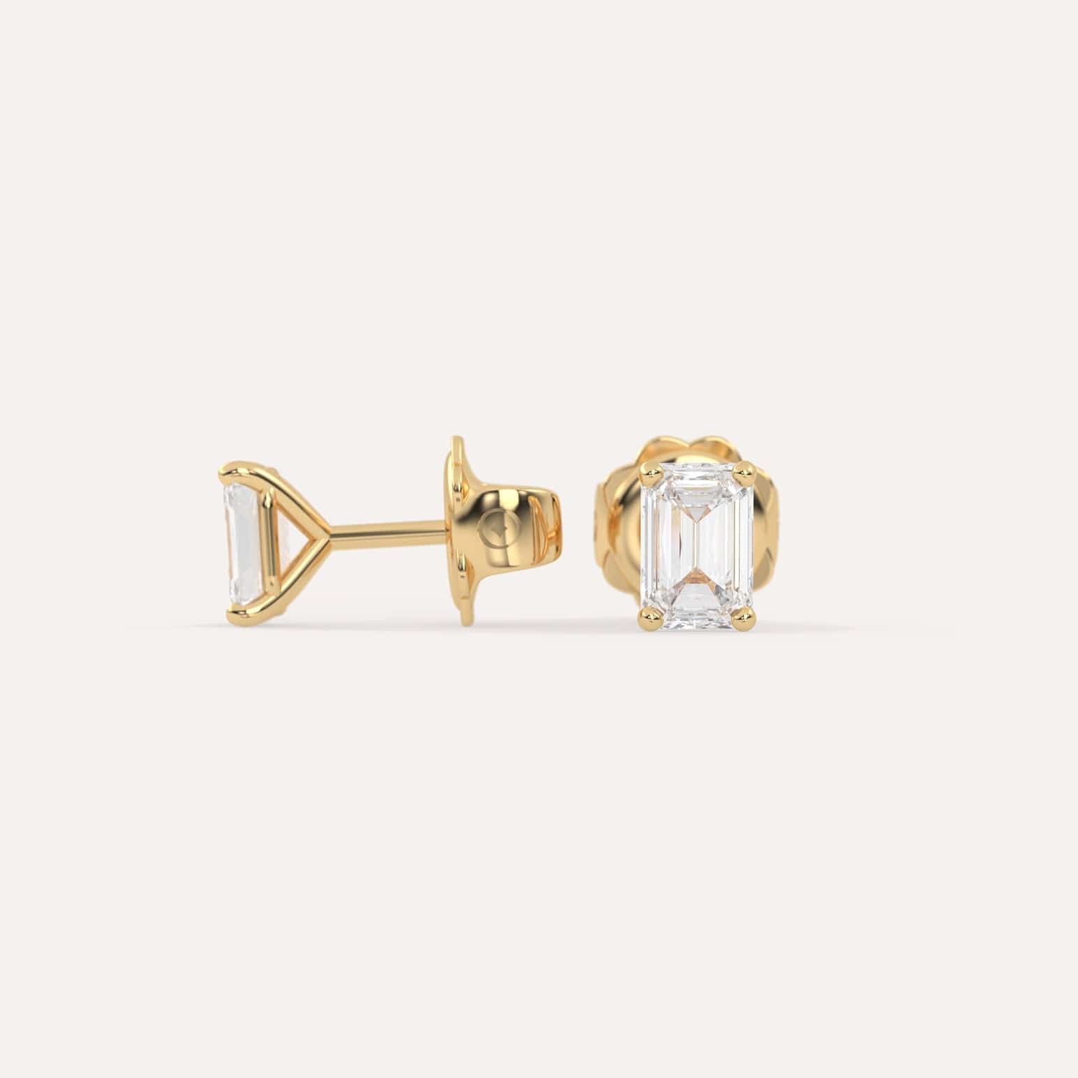 1 Carat Emerald Diamond Stud Earrings for Women - 14K White Gold Dainty Earrings for Wedding, Anniversary & Everyday Wear