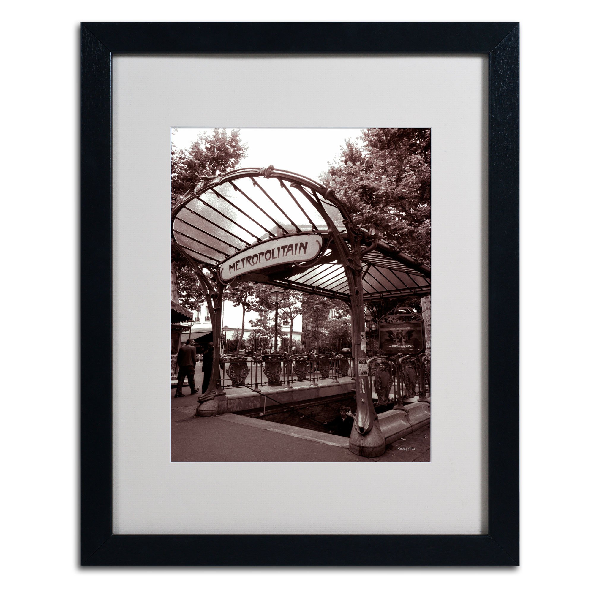 Kathy Yates Le Metro as Art 2 Framed Wall Decor - 16x20 Inch Black Matted Art Print for Living Room, Bedroom & Office | Trademark Fine Art Collection