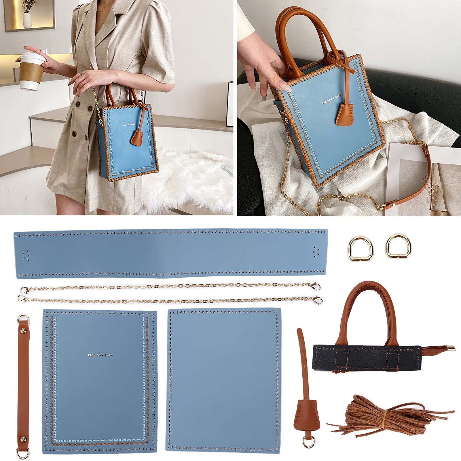 Premium PU Leather Bag Making Kit - DIY Handbag, Purse, Shoulder Bag & Crossbody Bag Craft Supplies (Blue) | Perfect for DIY Enthusiasts, Fashion Designers & Gift Makers