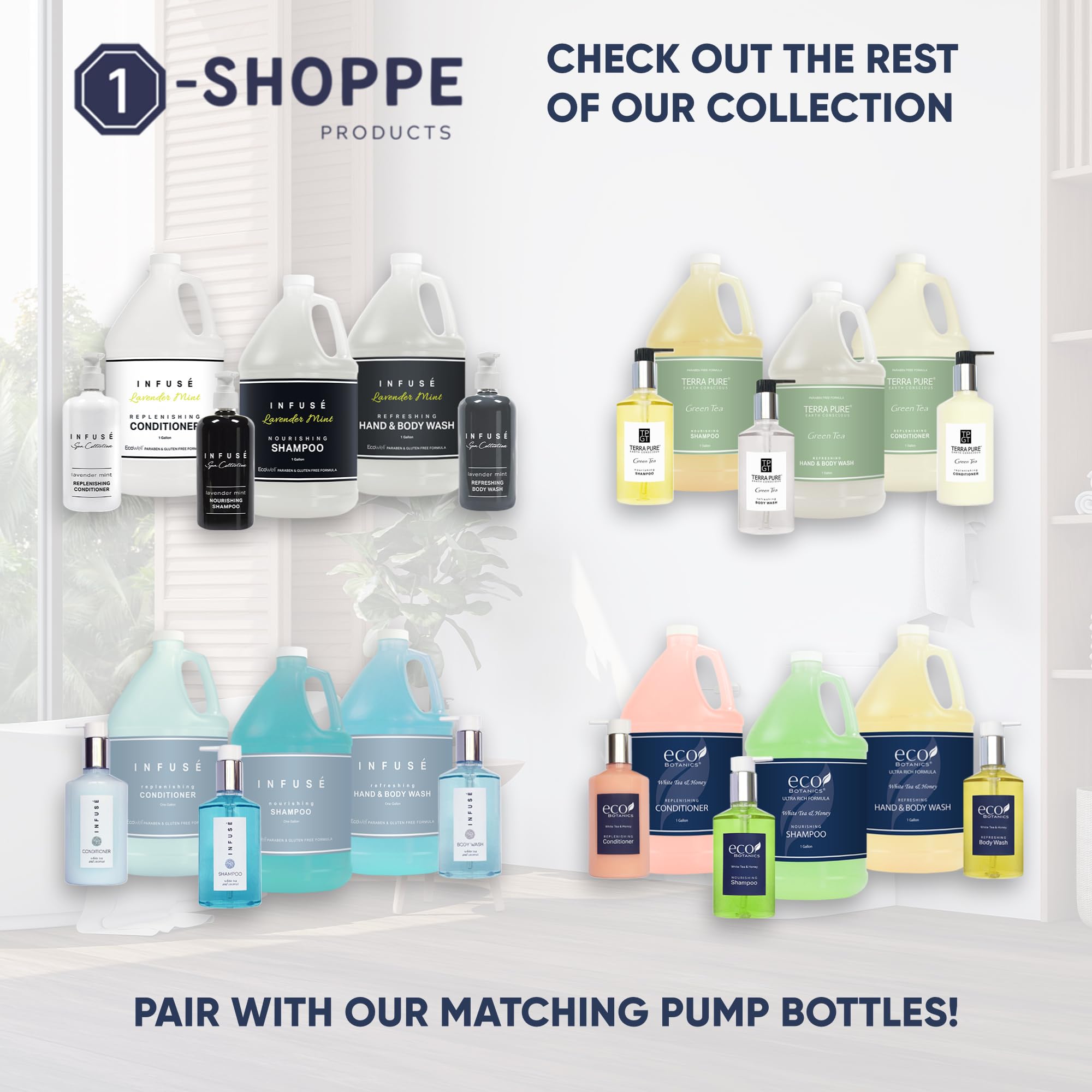 **Terra Pure Infuse Hotel Body Wash & Hand Soap Refill - 1 Gallon (Set of 4) | Bulk Soap Dispenser Refill for Hotels, Spas & Restaurants | Moisturizing & Antibacterial**
