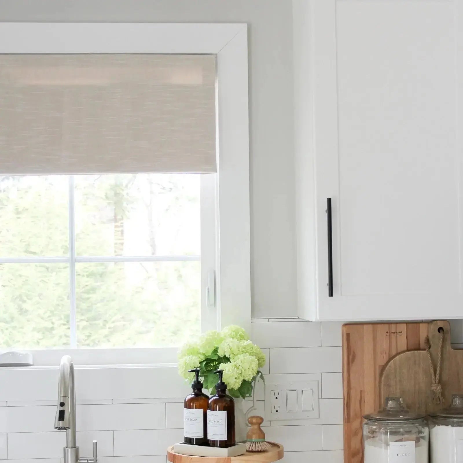 Jawara Linen Cotton Roman Shade Cordless - Blackout Window Treatment for Bedroom & Living Room