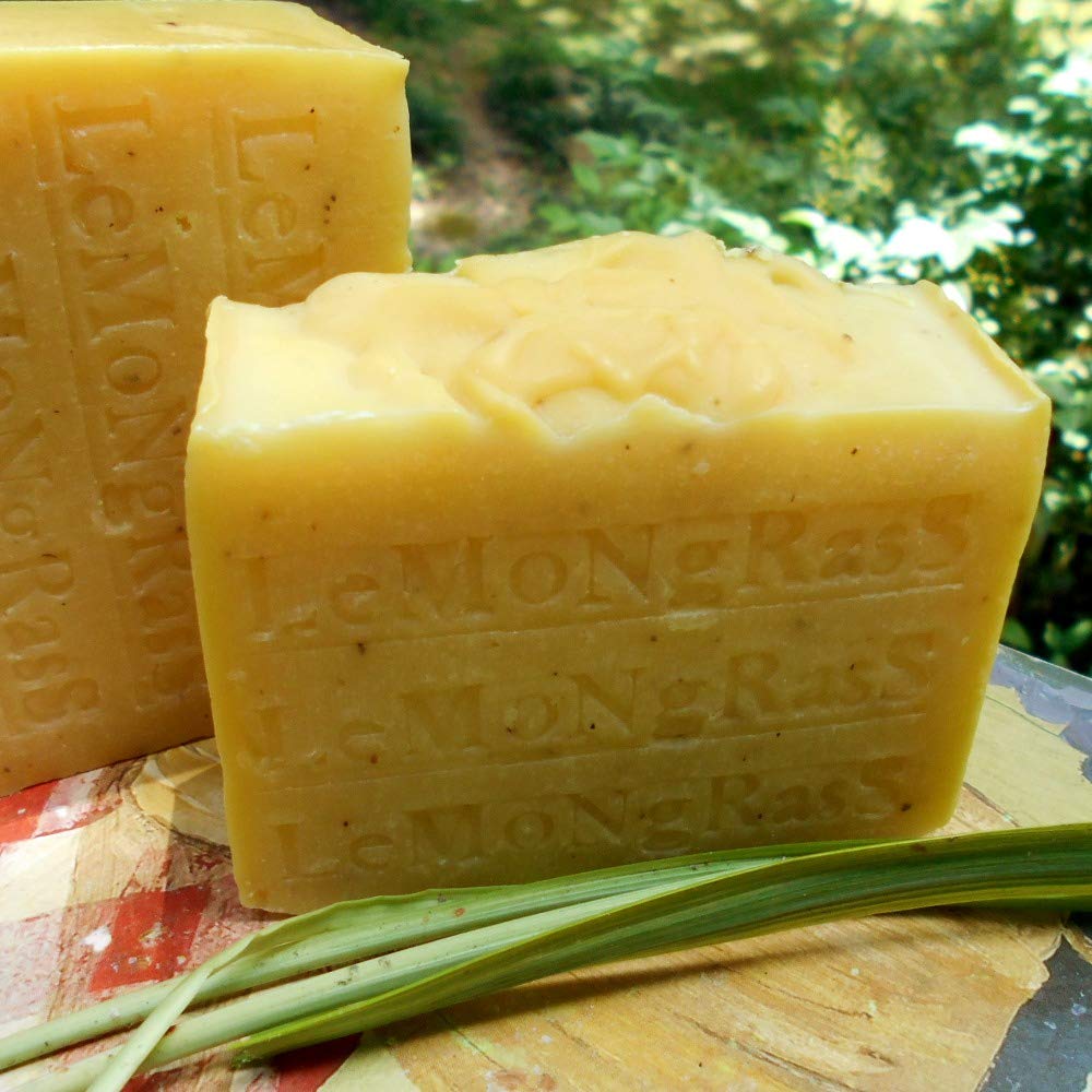 Handmade All Natural Lemongrass Soap with Lemon Essential Oil - Stimulating & Cooling Bar Soap for Refreshing Shower & Aromatherapy
