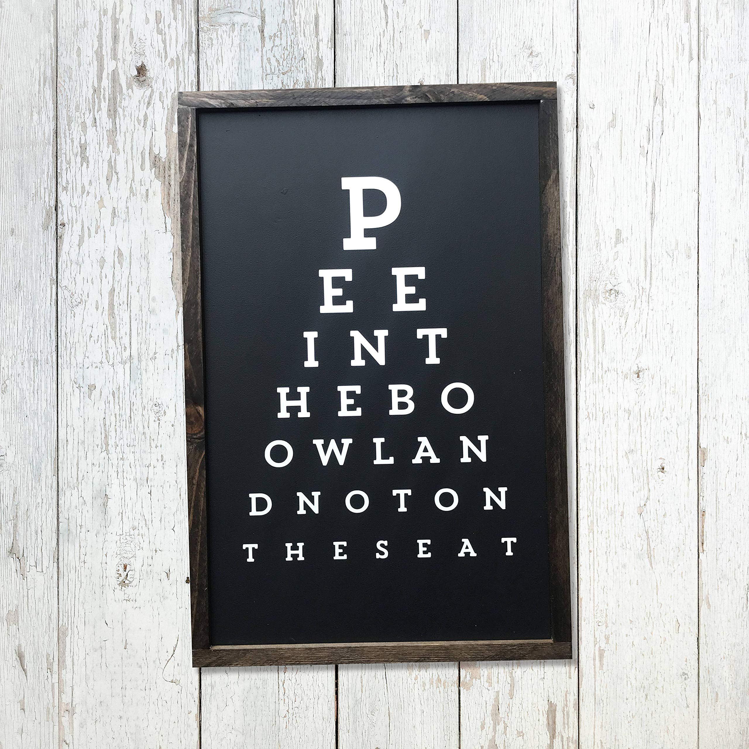 Funny Bathroom Sign - Pee in The Bowl Not on The Seat - Painted Wood Wall Decor for Home, Restroom & Office - Perfect for Toilet Humor & Gag Gifts