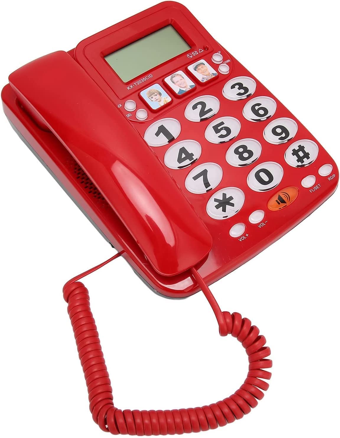 Dual Port Corded Landline Phone with Clear Sound, Last Number Redial, Mute & Volume Control - Ideal for Home, Office & Hotel Use (Black/Red)