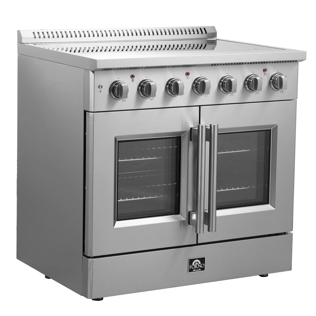 Forno Galiano 36-inch 5.36 cu. ft. Stainless Steel French Door Freestanding Electric Range - FFSEL6917 36 | Perfect for Modern Kitchens & Home Cooking