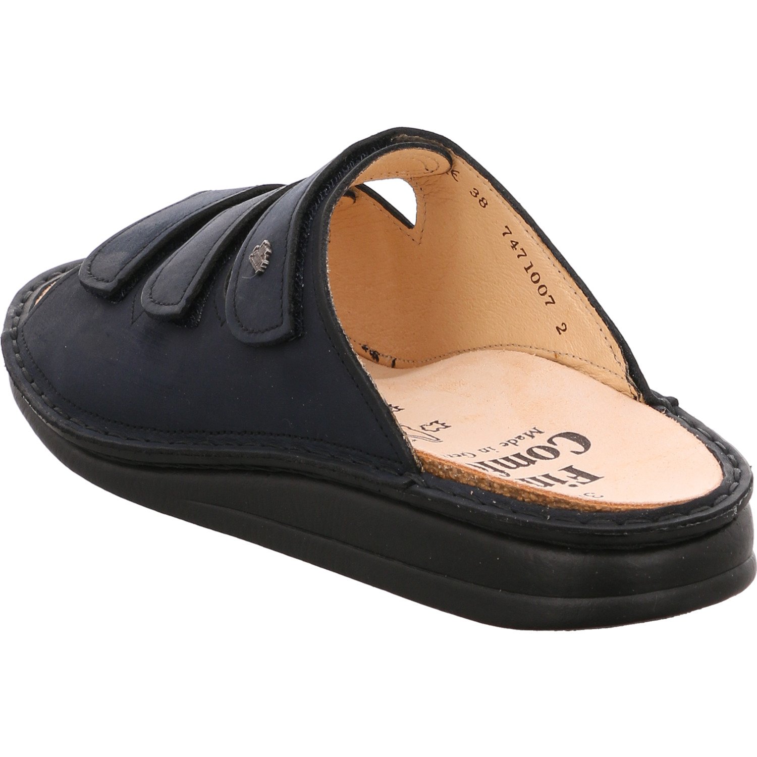 Finn Comfort Women's Open Toe Sandals - Breathable Leather Comfort Shoes for Women, Navy Blue, Size 10 | Perfect for Summer Walking, Travel & Casual Outfits