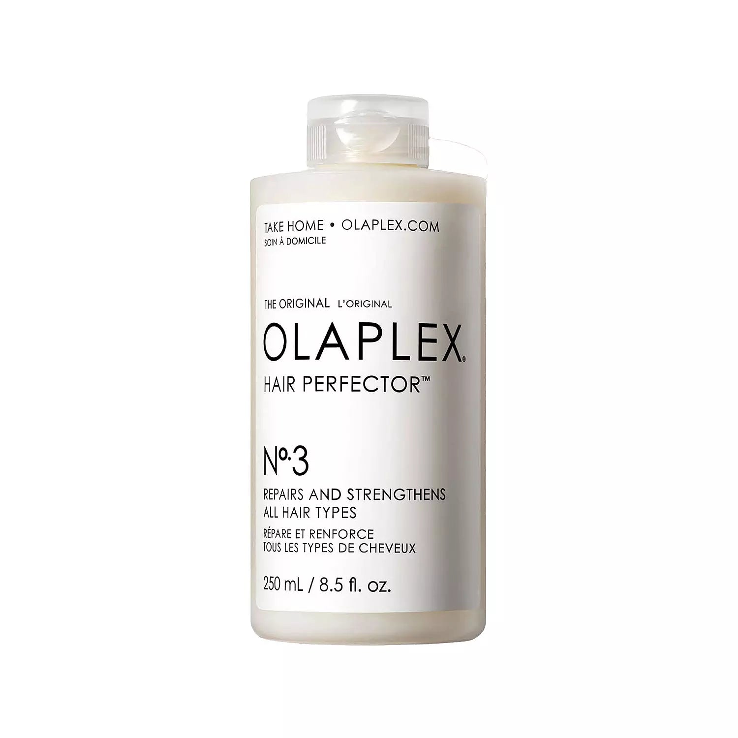 OLAPLEX NO. 3 Hair Perfector Repairing Treatment - 8.5 Fl Oz (250ml) - Damaged Hair Repair, Split Ends Treatment, Strengthens & Restores Hair - Perfect for Bleached, Colored or Chemically Treated Hair