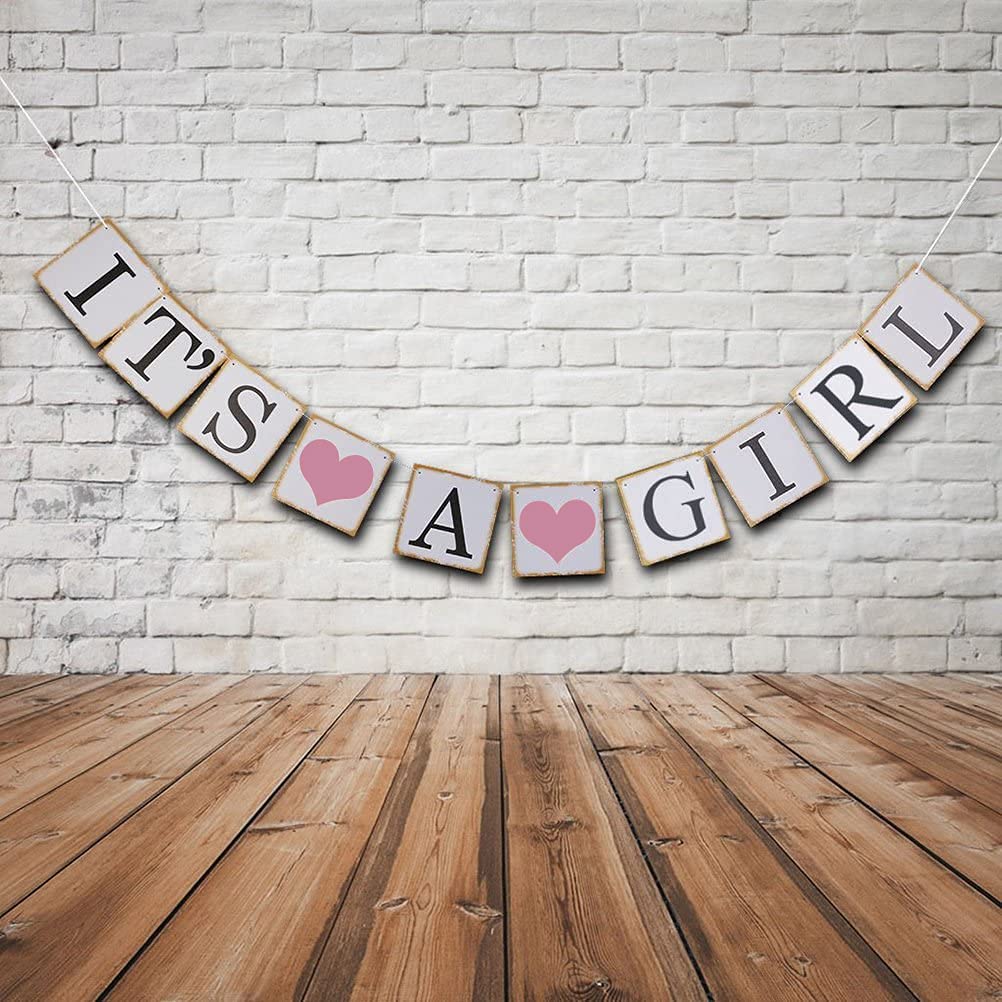 Baby Shower Decorations - Its A Girl Banner & Sign for Baby Shower, Birthday Party, Nursery Decor | Perfect for Gender Reveal, Newborn Celebration & Party Favors