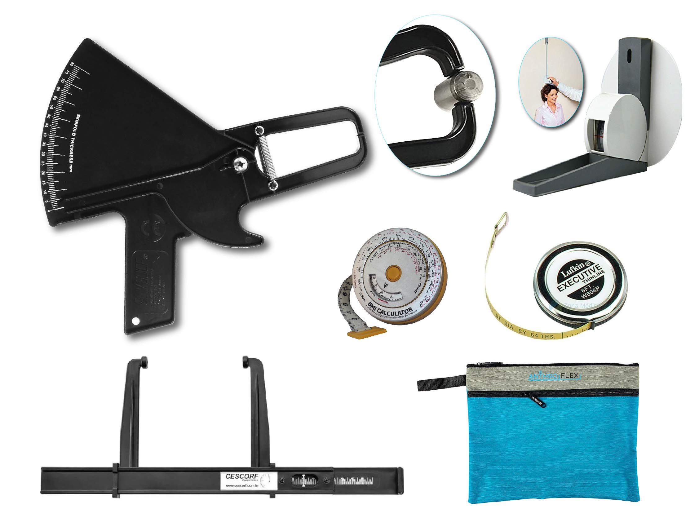 AnthroFlex Anthropometry Kit - Slim Guide Skinfold Caliper, AnthroMetrix Software, Cescorf Anthropometer & Stadiometer | BMI Tape Measures, Calibration Dowel, Carrying Bag & Manual | Perfect for Fitness Trainers, Medical Professionals & Body Composition Research