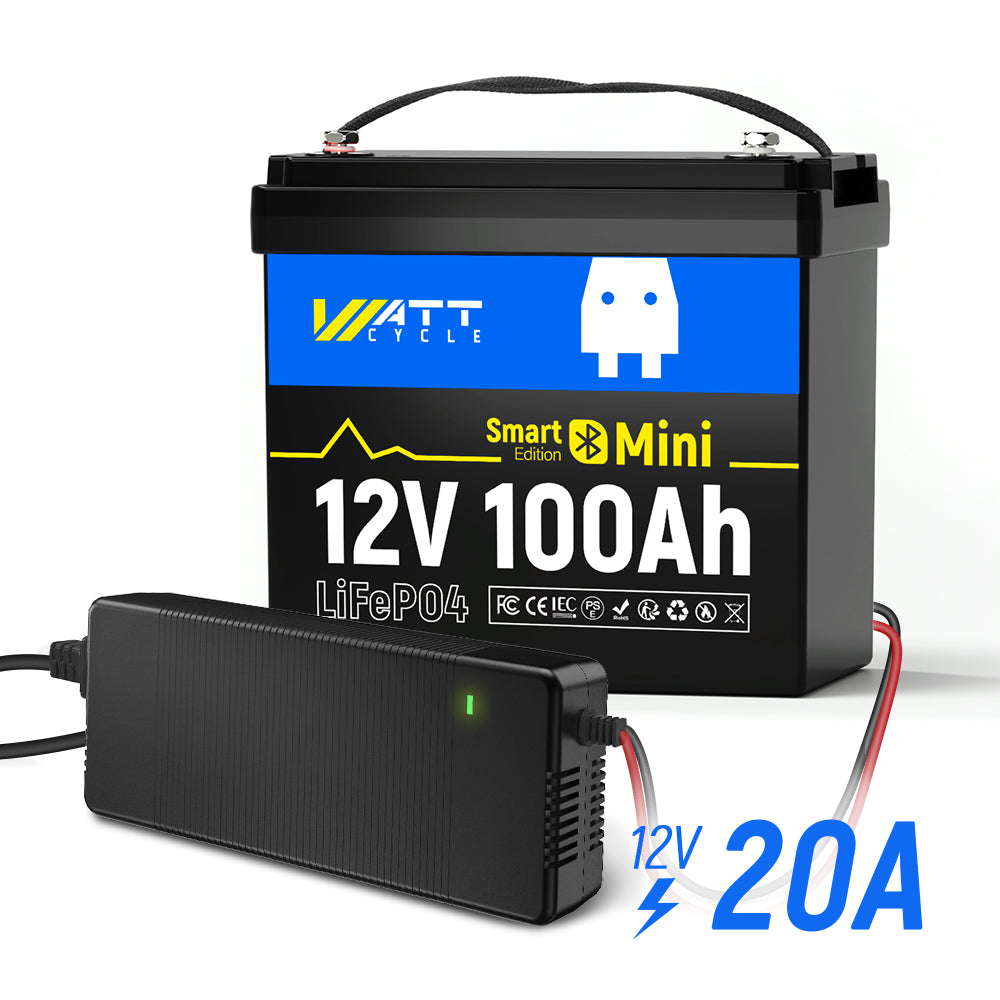 12V 100Ah Mini LiFePO4 Lithium Battery with Bluetooth Monitoring - Perfect for RV, Solar Power, Marine & Off-Grid Applications