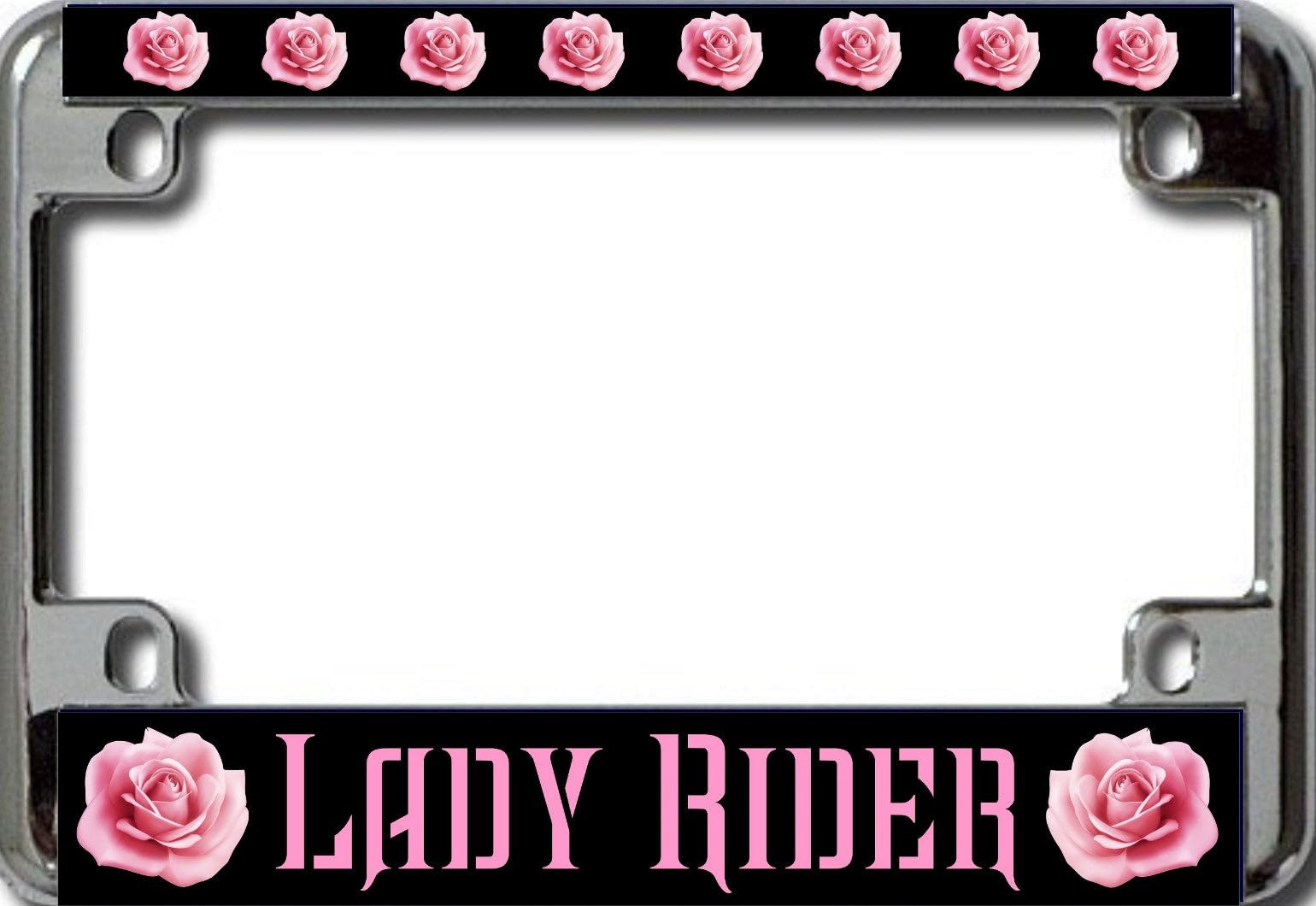 Pink Rose Motorcycle License Plate Frame for Women - Elegant Floral Design for Harley, Cruiser & Sport Bikes - Perfect Gift for Female Riders & Biker Girls