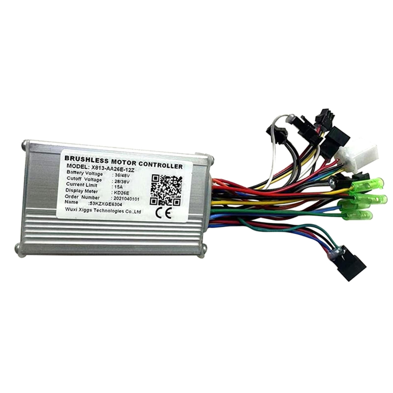 36V 48V 15A Brushless Motor Controller for E-Bike Scooter - X813-AA26E-12Z Electric Bicycle Speed Controller with KD26E Display Meter | Perfect for E-Bike Upgrades, DIY Projects & Electric Scooter Repairs