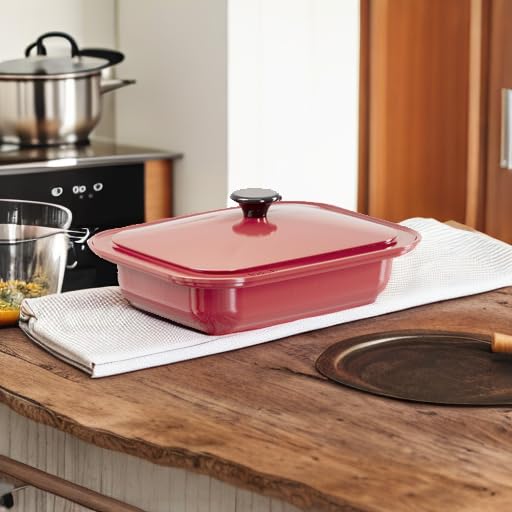 **Brava Enameled Cast Iron Chef's Pan with Lid – Dutch Oven, Rice Cooker & Slow Cooker for Roasting, Stews, Braising – Perfect for Home Cooking & Camping Meals**