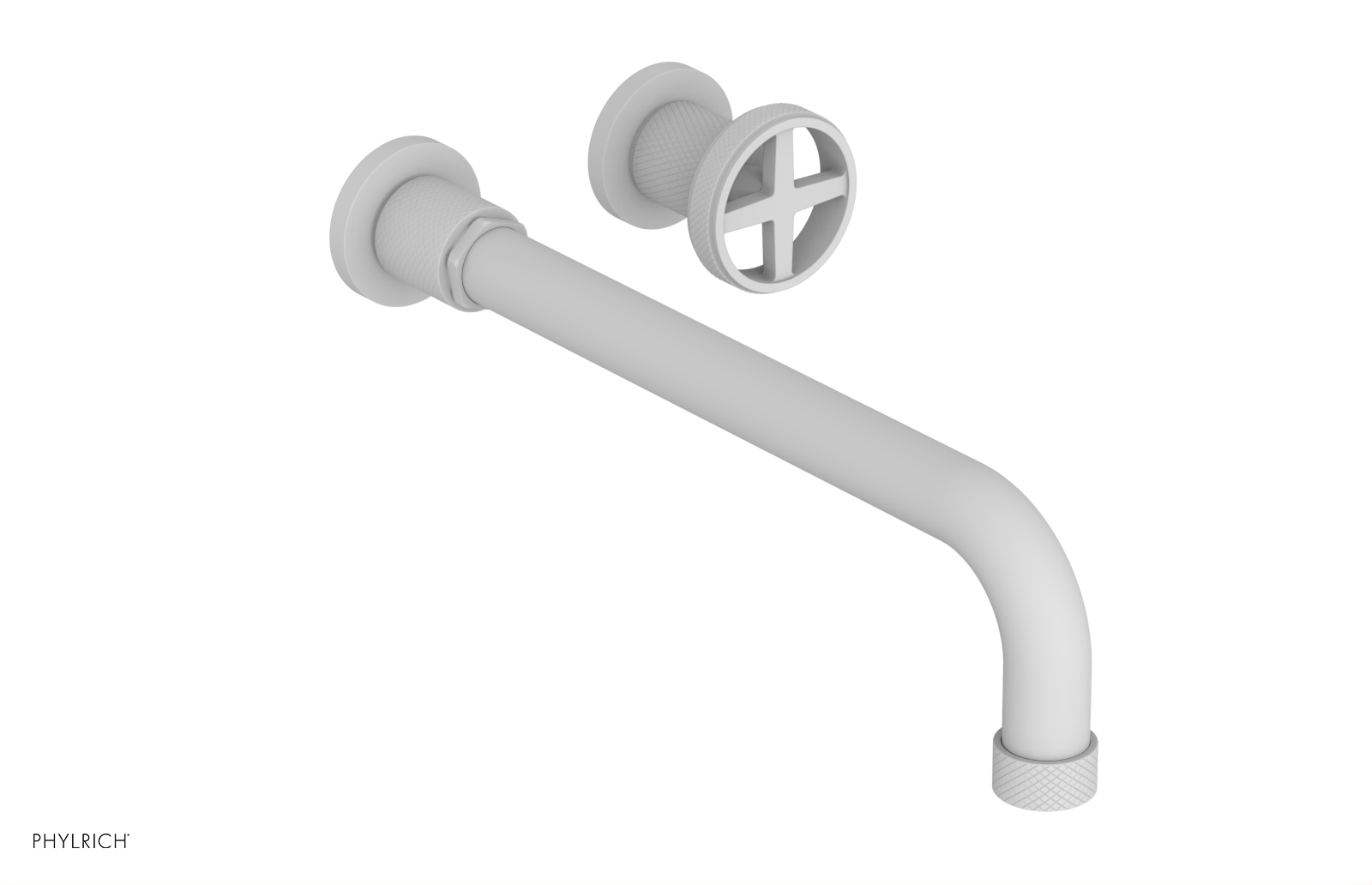 DUSTRIE Single Handle Wall Mounted Lavatory Faucet Set - 12 Inch Spout with Knurled Design (Model 371-15-12) - Perfect for Bathroom Sink, Powder Room, and Guest Bath Installation