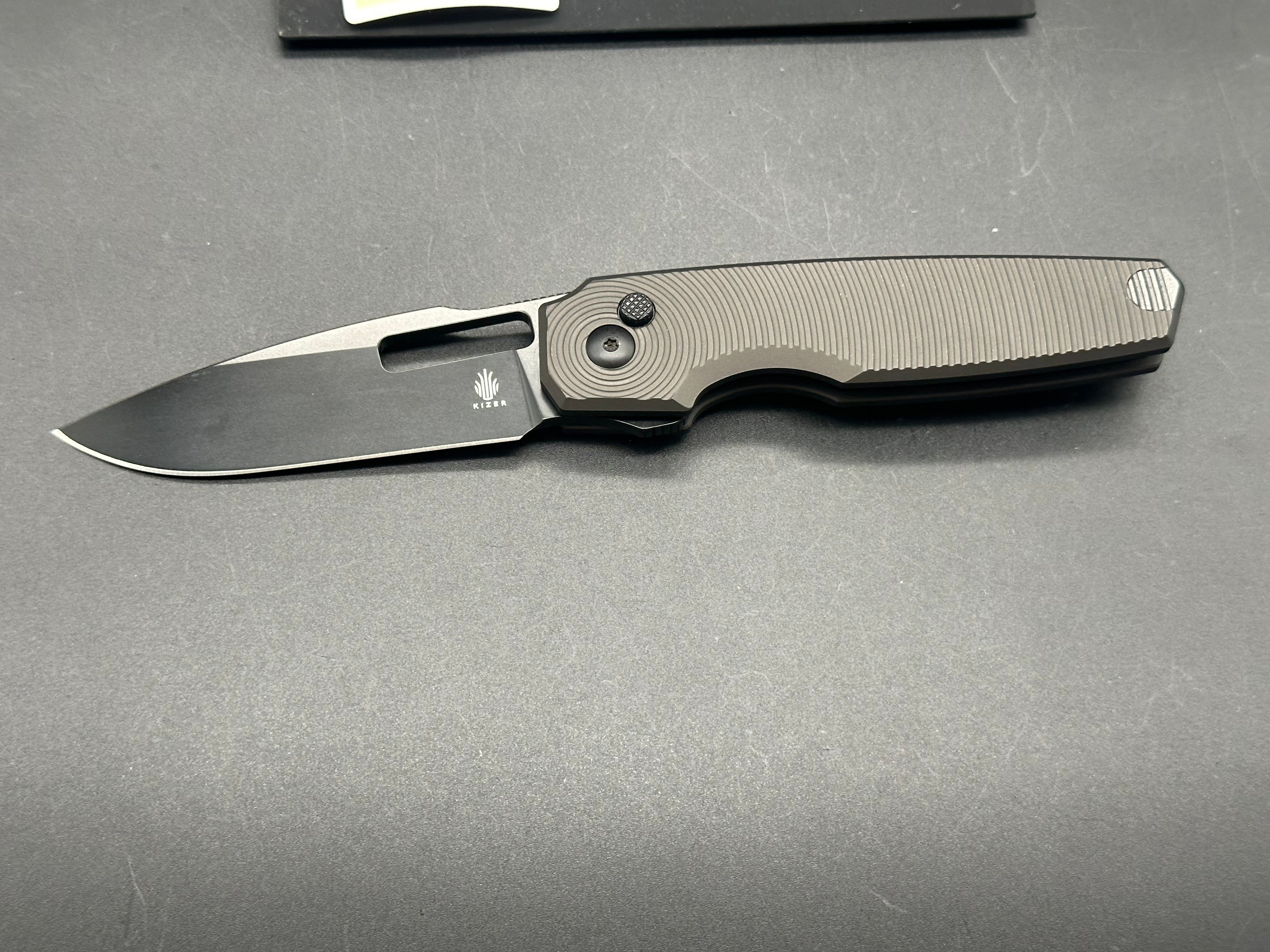 Kizer Dogfish Button Lock Folding Knife - 3.1