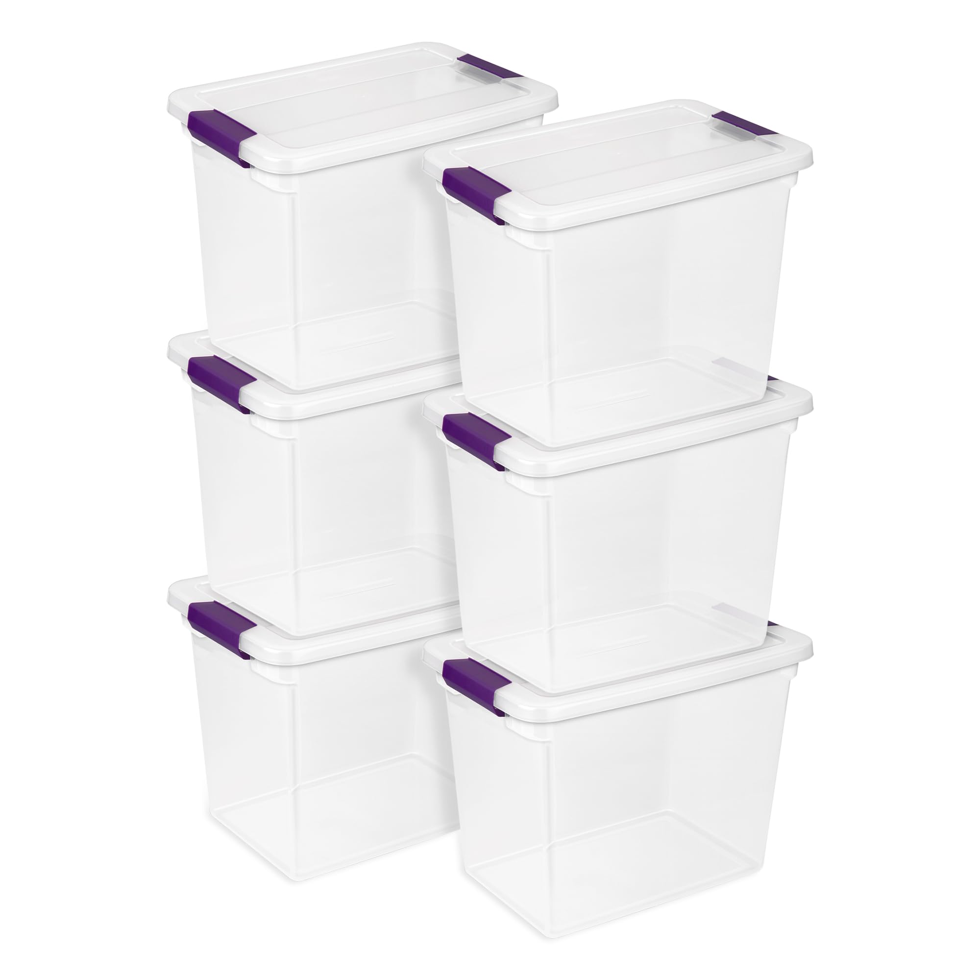 Sterilite 6-Pack ClearView Latch Storage Boxes - 27 Quart Stackable Plastic Bins with Secure Lids for Home Organization | Perfect for Closet, Pantry, Toy & Craft Storage