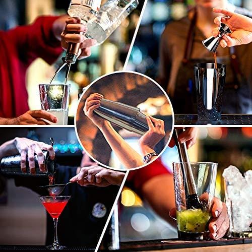 Premium Stainless Steel Cocktail Shaker Set - 12 Piece Bartender Kit by Koviti for Home Bars, Parties & Travel | Professional Mixing Tools for Margaritas, Martinis & Cocktails | Perfect Gift for Bartenders & Home Entertaining (Black)