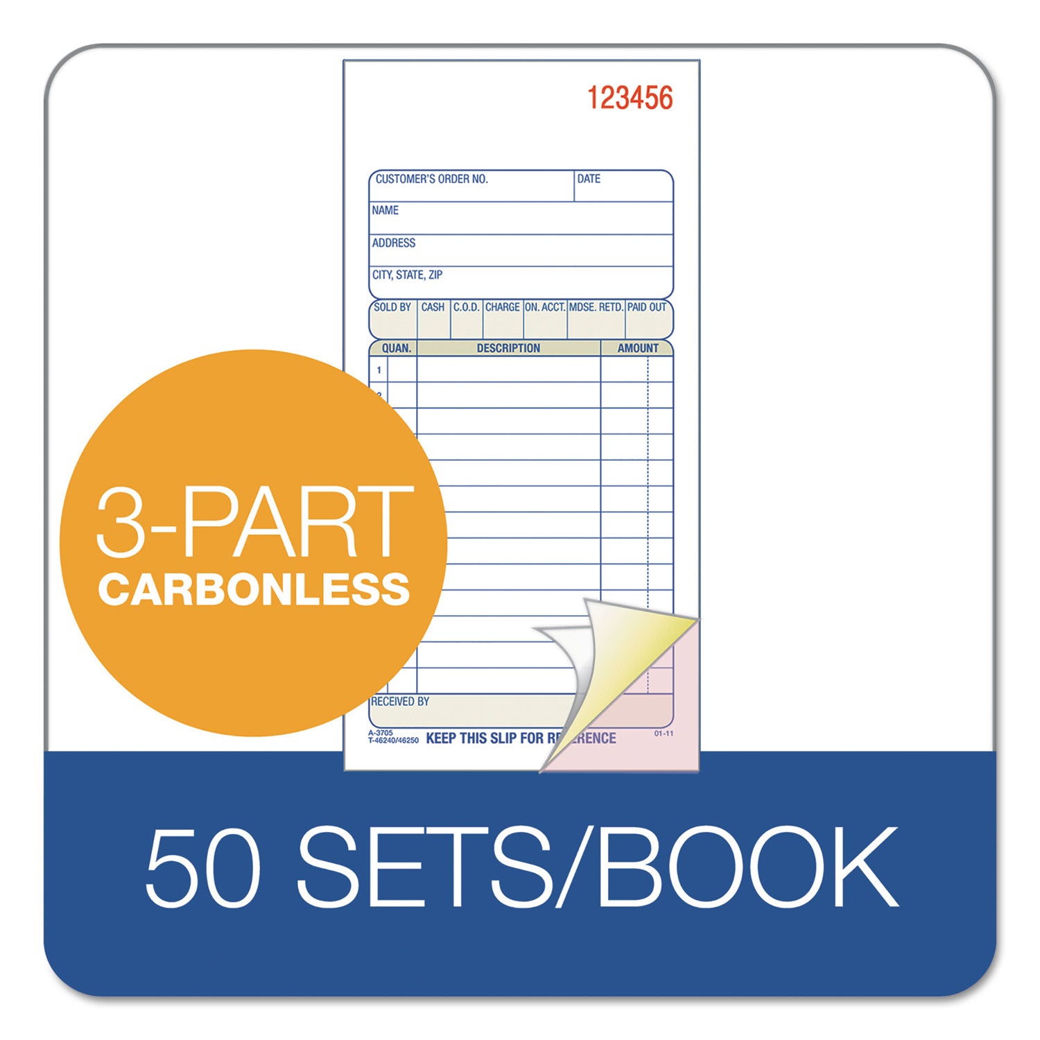 Adams® Multipart Sales Order Pad - 3-Part Carbonless Forms, 3.25