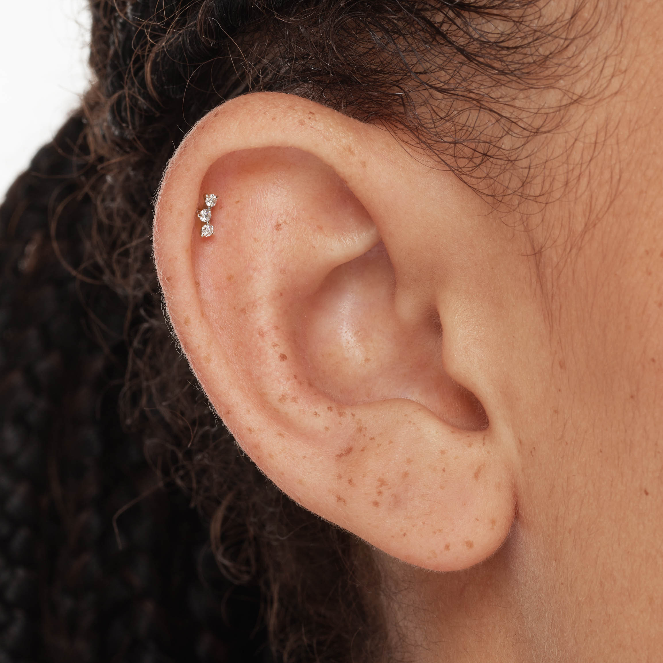 Lab-Grown Diamond Trio Bar Helix Single Stud Earrings in Sterling Silver - Perfect for Everyday Wear, Gifts & Special Occasions