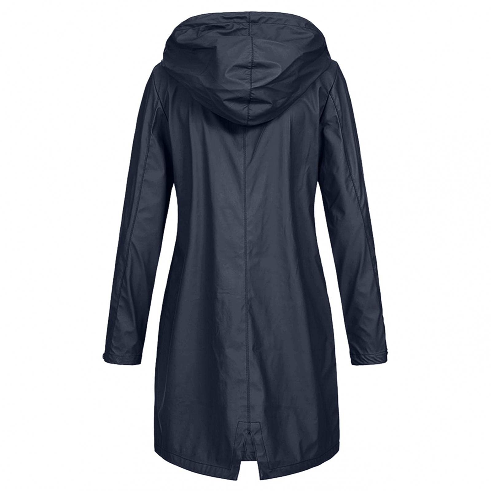 Waterproof Windproof Rain Jacket for Women - Long Hooded Trench Coat with Solid Hood - Outdoor Windbreaker Raincoat for Hiking, Camping & Travel